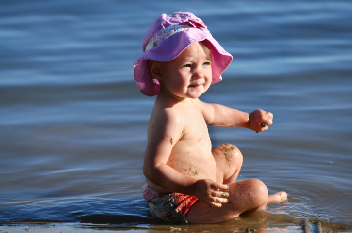 Picture of a baby at the beach