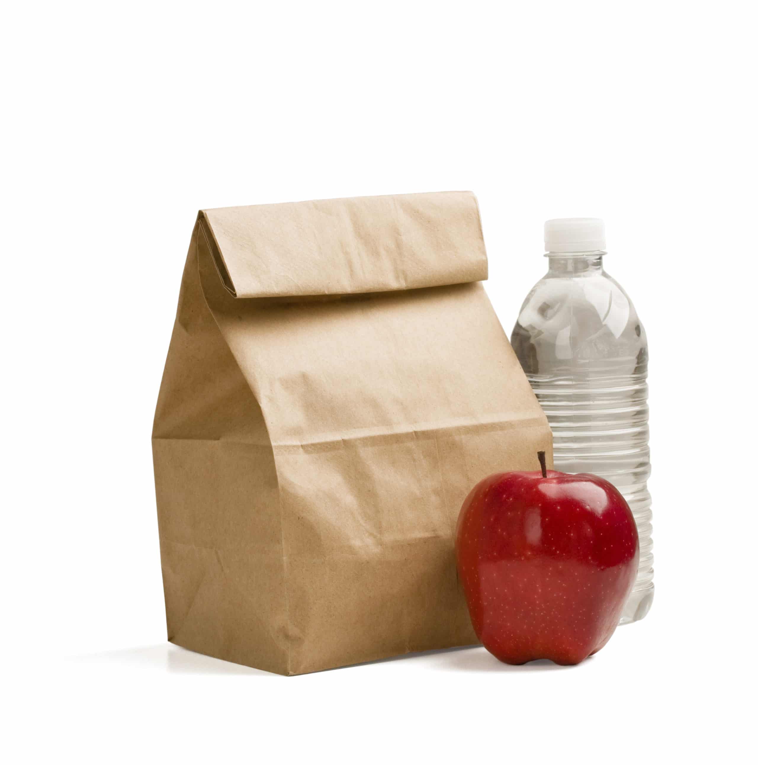 Picture of a packed lunch with water