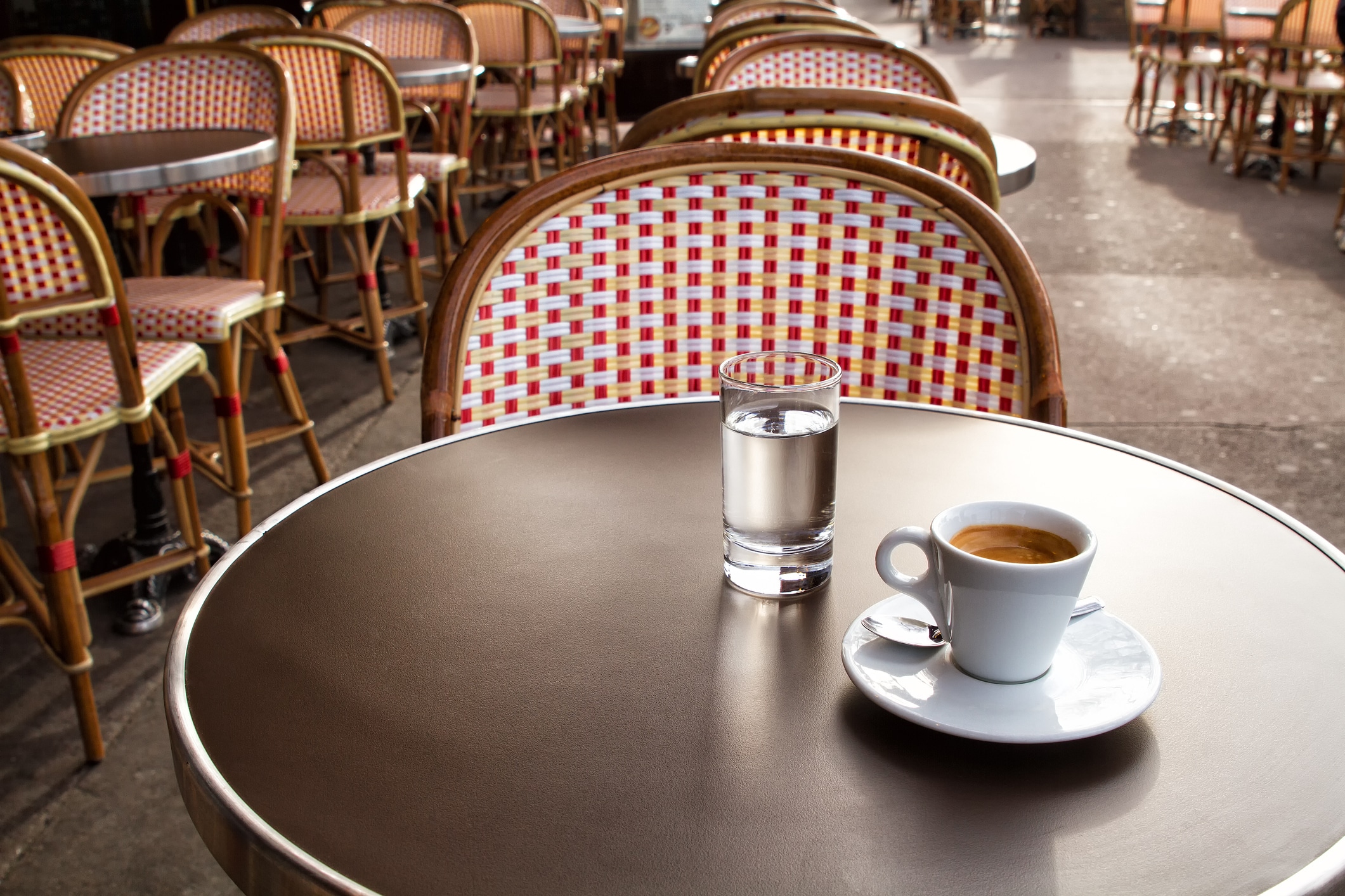 Image of coffee and water on a table