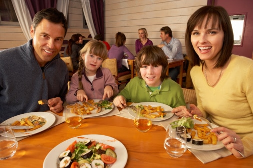 Image of family eating out