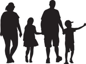 Illustration of family walking